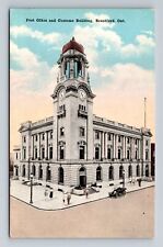 Brantford Canada, Post Office & Customs Building, Clock Tower, Vintage Postcard picture