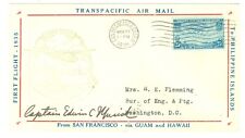 CAPT. EDWIN MUSICK SIGNED SAN FRANCISCO TO HAWAII FAM-14 FLIGHT COVER, AUTOGRAPH picture