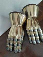 Vintage  Steel & Brass Medieval Armor Gauntlet Gloves Knight Replica Glove picture