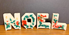 Vintage NOEL Letters Candle Holder Lipper & Mann JAPAN 1950's Christmas Holly picture