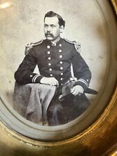 1860s GERMON Large Albumen Photo in Wall Frame ID'd Navy Commander Died ON Ship picture
