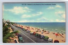 Fort Lauderdale FL-Florida, Bathers On The Beach, Antique, Vintage Postcard picture