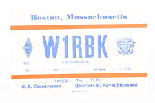 1948 Ham Radio QSL Card Boston Mass W1RBK Naval Shipyard Old Timers Club picture