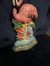 Vintage Cast Iron Tropical Flamingo Figure picture