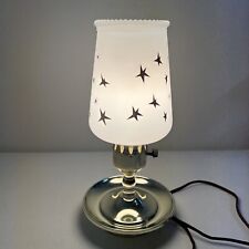 Vintage MCM Atomic Gold Star Burst On Milkglass Dresser Table Lamp 11” picture