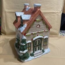 Vintage Pfaltzgraff Christmas Winterberry House Cookie Jar Snow Trees Ceramic picture