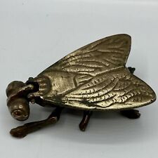 Vintage Brass Fly Ashtray Trinket Box W/Hinged Wings.  3” X 2