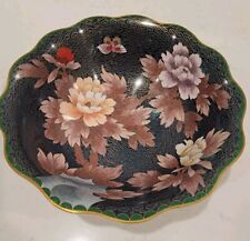 Jingfa 8 1/4 Cloisonné Bowl Scalloped Edge Chinese Floral Butterfly 1960s  picture