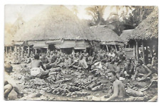 Rare early 1900s Hawaii RPPC Dozens indigenous men, roast pigs and more festival picture