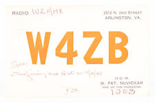 1948 Ham Radio QSL Card Arlington Virginia W4ZB 1903 Pioneer Radio McVickar picture