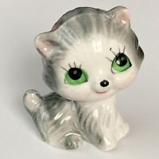 Vintage Kitschy Miniature Striped Gray Cat Figurine picture