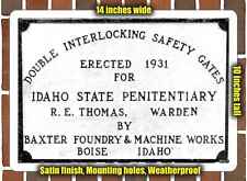 Metal Sign - 1931 Idaho State Penitentiary- 10x14 inches picture