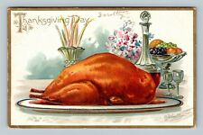 THANKSGIVING-A/S RJ Wealthy Tuck Series #123 Vintage Postcard Turkey Dinner picture