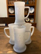 Set of 4 Vintage Federal Glass Milk Glass Tankards/Beer Steins/Mugs picture
