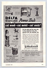 Delta Milwaukee Power Tools Wood Metal Shop Rockwell Vintage Print Ad 1950 picture