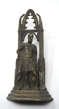 Gothic Revival Roman Soldier Antique Bronze Bookend Statute c1800s 2.9 Pounds. picture