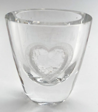 Lindshammar Crystal Heart Vase Vintage Swedish Art Glass Signed Numbered - AS IS picture