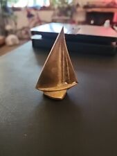 Vintage Brass Mouse Note/Ring Holder & Miniture solid Brass Sail Boat picture