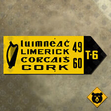 Ireland Limerick Cork Gaelic English highway trunk road sign marker arrow 19x7 picture