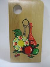 Vintage Wood Cutting Board by Nevco, Wine and Fruits, 14