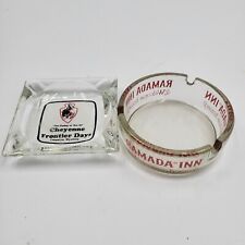 Vintage Ramada Inn & Cheyenne Frontier Days Glass Ashtrays Lot Of 2 picture