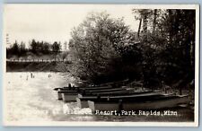 Park Rapids Minnesota MN Postcard RPPC Photo Lake At Wildwood Resort Boats picture