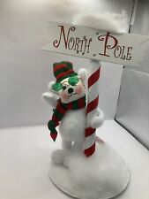 Annalee Vintage 2003 North Pole Sign With Bear Collectible Retired 12” picture
