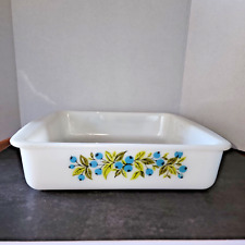 Vintage 1960's Glasbake 8x8x2 Square Baking Dish W/Blueberry Pattern picture