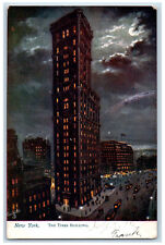 1907 The Times Building at Night New York NY Oilette Tuck Art Antique Postcard picture