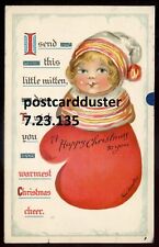 CHRISTMAS Postcard 1914 Artist- IRENE MARSELLUS Girl Mitten by Nister picture