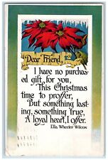 Christmas Gibson Postcard Message Ella Wheeler Wilcox Poinsettia Flowers 1912 picture