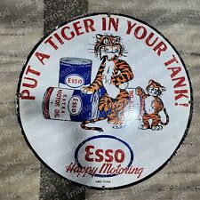 ESSO MOTORING PORCELAIN ENAMEL SIGN 30 INCHES ROUND picture