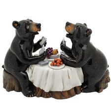 PT Black Bears Dining at Table Hand Painted Resin Statue Figurine picture