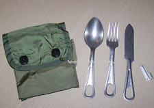 Mess Spoon Fork Knife Utensil & P38 USA Military USMC in Medic Pouch Case USA picture