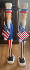 2-Vintage Blow Mold Uncle Sam Patriotic America Flag  Union New Old Stock picture