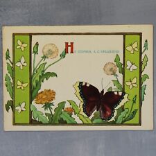 RIDDLE - butterfly. Dandelion. Russian postcard USSR 1956 artist DUDNIKOV🦋 picture