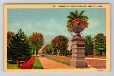 Salt Lake City, UT-Utah, Entrance To Liberty Park Antique, Vintage Postcard picture