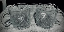 Set of 2 Batman Forever Riddler 1995 McDonalds Embossed Glass Mugs DC Comics  picture