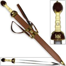 Maximus Roman Gladiator Sword Gold Medieval Gladius | Leather Wrapped Scabbard picture