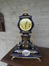Vintage cobalt blue porcelain mantel clock picture