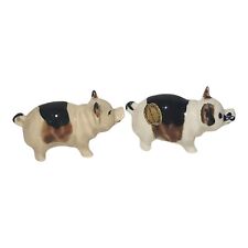 Pair Hand Painted Grindley Ware Pigs Piggy Miniature Figurine Statue Vintage  picture