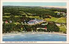 Aerial View, Grand Hotel, Mackinac Island, Michigan- 1935 Linen Postcard picture