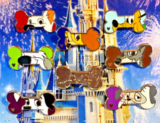 🦴 Disney Dog Bone Pin Set of 8 Hidden Mickey Pins - Percy, Max, and Bolt Chaser picture