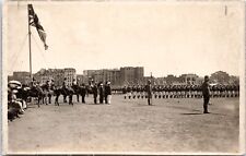 RPPC WWII British Troops on Parade Grounds, Review - Photo Postcard picture