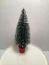 Vintage Flocked Bottle Brush Christmas Trees With Red Base picture