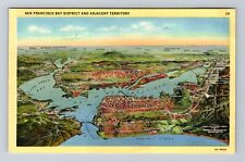 San Francisco CA-California, Topographical View Metro Bay Area, Vintage Postcard picture