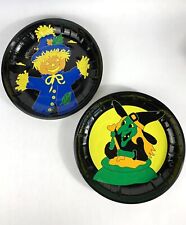 Vintage Metal Halloween Candy Bowl Dish Set Witch Scarecrow 10” picture