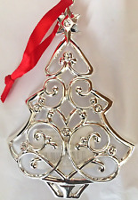 Lenox Sparkle and Scroll Silver Plated Christmas Tree Ornament Clear Crystals picture