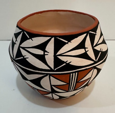 Acoma New Mexico Small 4” Geometric Design Pottery Bowl Vase Signed Norma Jean picture