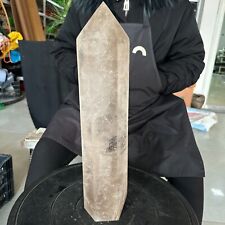 11.66LB TOP Natural smoky Quartz obelisk Crystal wand point reiki Healing picture